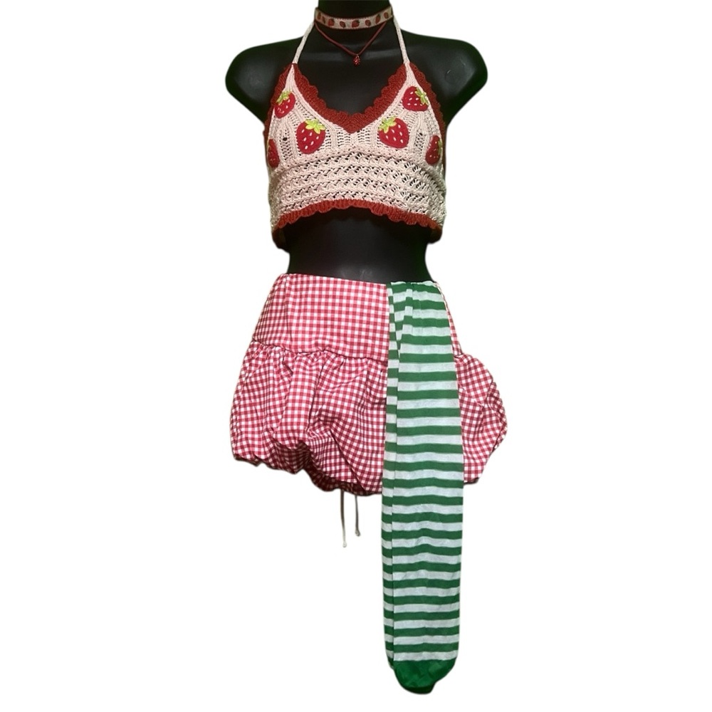 Strawberry Shortcake-Inspired Costume Set (Shein/Romwe)